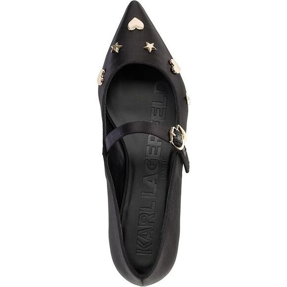 Karl Lagerfeld Paris Veyda Mary Jane FL Flats Black Leather US 7.5 NWOB - Picture 2 of 6